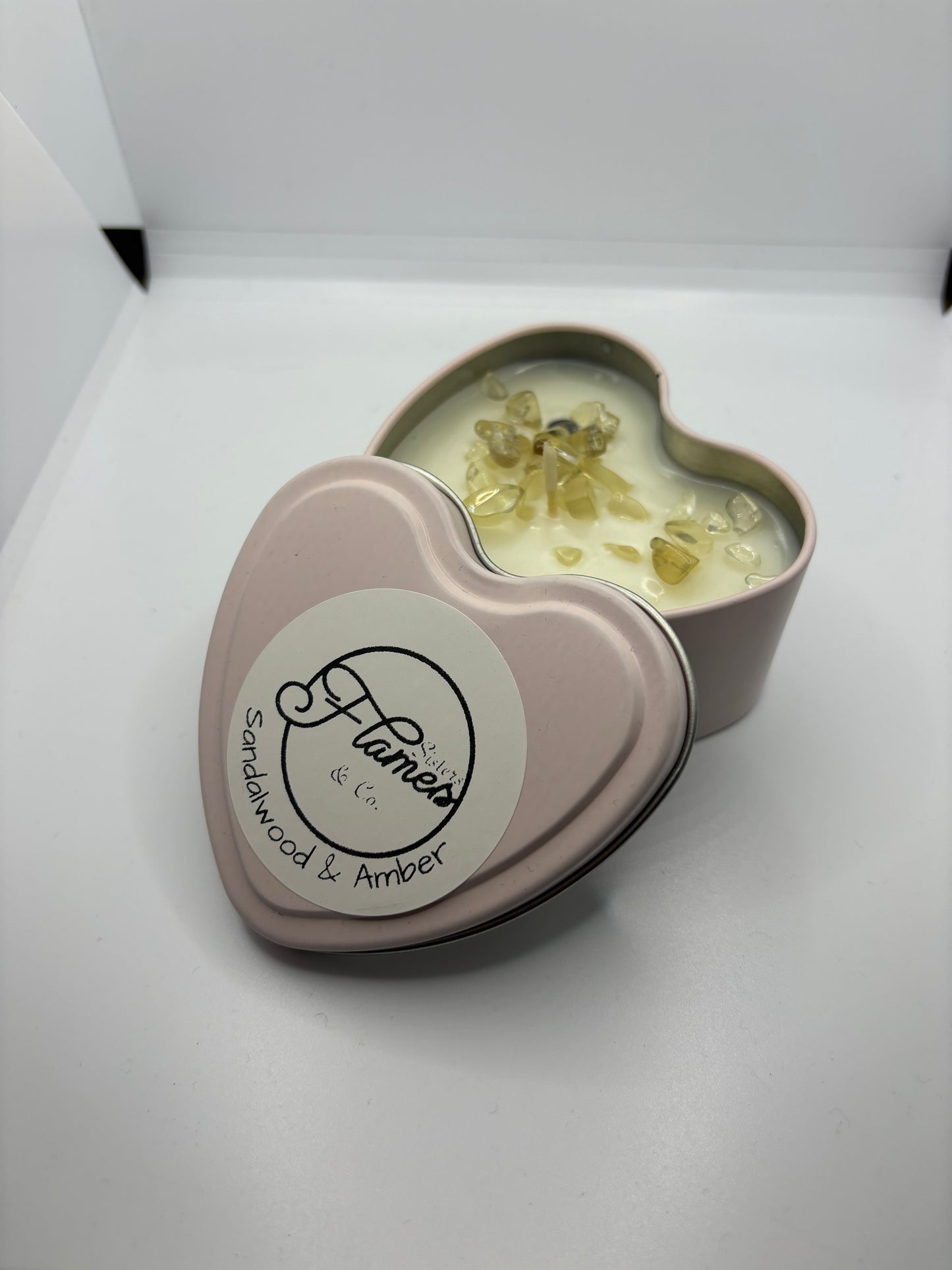 Mother’s Day heart shape tins Sandalwood & Amber