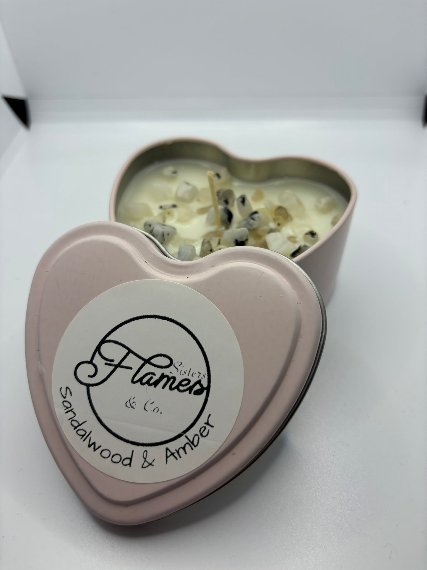 Mother’s Day heart shaped tins Scent Sandalwood & Amber