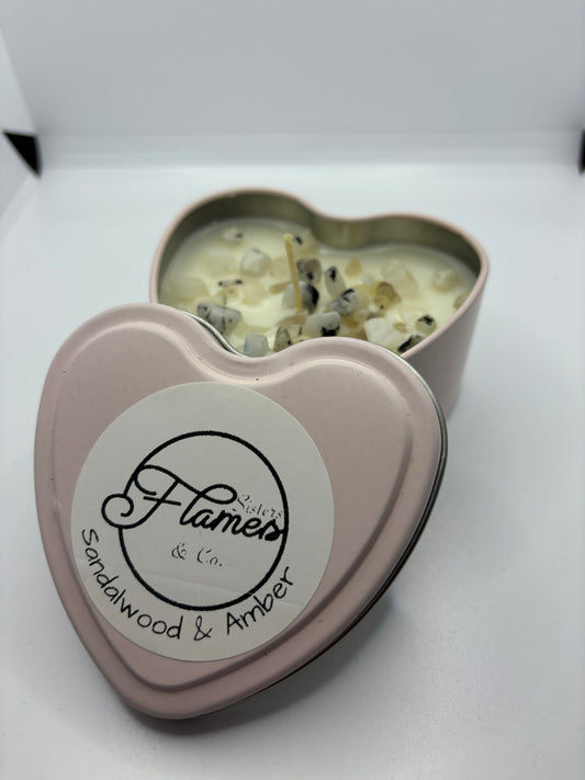 Mother’s Day heart shaped tins Scent Sandalwood & Amber